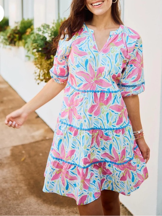 Mary Square Dresses & Skirts - Palmer Dress Hibiscus Harmony White Mary Square Sz M Coastal Vacation NWT